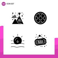 Glyph Icon set. Pack of 4 Solid Icons isolated on White Background for responsive Website Design Print and Mobile Applications. vector
