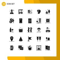 Pack of 25 creative Solid Glyphs of adobe mind scanner games multi meter Editable Vector Design Elements