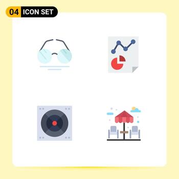 Mobile Interface Flat Icon Set of 4 Pictograms of glasses bath spring paper dinner Editable Vector Design Elements