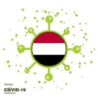 Yemen Coronavius Flag Awareness Background Stay home Stay Healthy Take care of your own health Pray for Country vector