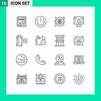 Modern Set of 16 Outlines Pictograph of gdpr security power breach money Editable Vector Design Elements