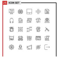 Stock Vector Icon Pack of 25 Line Signs and Symbols for earphone legal grid law auction paper Editable Vector Design Elements