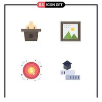 Group of 4 Modern Flat Icons Set for conference achievement coding picture target Editable Vector Design Elements