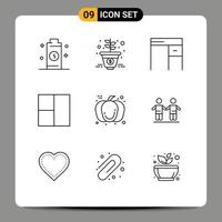 Modern Set of 9 Outlines Pictograph of day thanksgiving desk pumpkin grid Editable Vector Design Elements