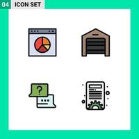 User Interface Pack of 4 Basic Filledline Flat Colors of business find website structure chat Editable Vector Design Elements