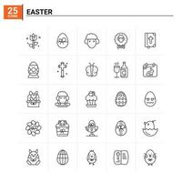 25 conjunto de iconos de Pascua fondo vectorial vector