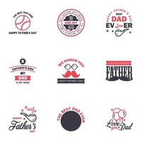 Happy fathers day 9 Black and Pink vintage retro type font Illustrator eps10 Editable Vector Design Elements