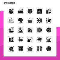 25 conjunto de iconos de elementos de spa plantilla de ilustración de vector de icono de glifo sólido para ideas web y móviles para empresa comercial