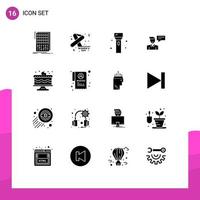 Solid Glyph Pack of 16 Universal Symbols of man message day chat products Editable Vector Design Elements