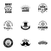 Happy fathers day 9 Black Typography Fathers day background design Fathers day greeting card Editable Vector Design Elements