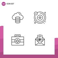 4 Thematic Vector Filledline Flat Colors and Editable Symbols of cloud medical dollar molecule email Editable Vector Design Elements