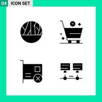 Pack of 4 Solid Style Icon Set. Glyph Symbols for print. Creative Signs Isolated on White Background. 4 Icon Set. vector