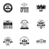 HAPPY FATHERS DAY 9 Black HOLIDAY HAND LETTERING VECTOR HAND LETTERING GREETING TYPOGRAPHY Editable Vector Design Elements