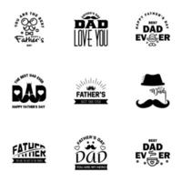 9 Black Happy Fathers Day Design Collection A set of twelve brown colored vintage style Fathers Day Designs on light background Editable Vector Design Elements