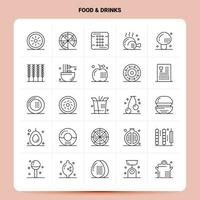 contorno 25 conjunto de iconos de bebidas alimenticias diseño de estilo de línea vectorial conjunto de iconos negros conjunto de pictogramas lineales diseño de ideas de negocios web y móvil ilustración vectorial vector