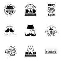 Happy fathers day 9 Black Lettering happy fathers day Editable Vector Design Elements