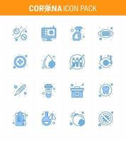 Simple Set of Covid19 Protection Blue 25 icon pack icon included medical face virus virus spray viral coronavirus 2019nov disease Vector Design Elements