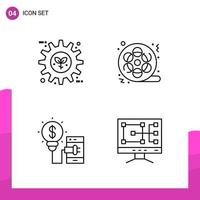 Outline Icon set. Pack of 4 Line Icons isolated on White Background for responsive Website Design Print and Mobile Applications. vector