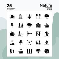 25 conjunto de iconos de naturaleza 100 archivos editables eps 10 ideas de concepto de logotipo de empresa diseño de icono de glifo sólido vector