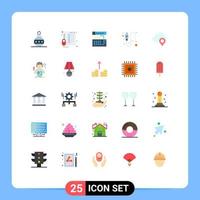 Group of 25 Modern Flat Colors Set for wire data secure cable module Editable Vector Design Elements