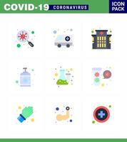 COVID19 corona virus contamination prevention Blue icon 25 pack such as flask sanitizer transport hand virus viral coronavirus 2019nov disease Vector Design Elements