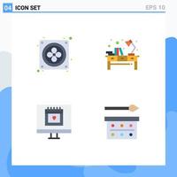 User Interface Pack of 4 Basic Flat Icons of computer heart desk office valentine Editable Vector Design Elements