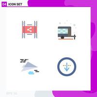 Set of 4 Modern UI Icons Symbols Signs for distribution paper plane pp camp paper Editable Vector Design Elements