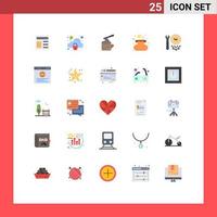 Modern Set of 25 Flat Colors Pictograph of settings options log clock money Editable Vector Design Elements