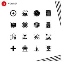 Group of 16 Solid Glyphs Signs and Symbols for shop online interface washing technology Editable Vector Design Elements