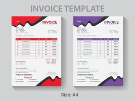 A4 size Professional Invoice design template,  Modern  vector payment receipt layout.