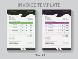 A4 size Professional Invoice design template,  Modern  vector payment receipt layout.