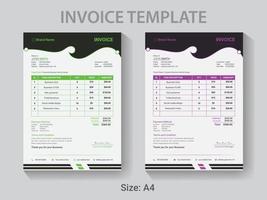 plantilla de diseño de factura profesional de tamaño a4, diseño moderno de recibo de pago vectorial. vector
