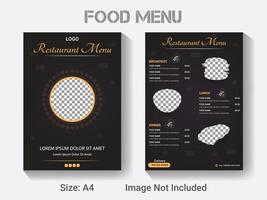 new year restaurant food menu design template, modern vector a4 size menu design layout.