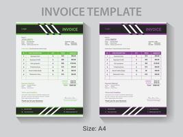 A4 size Professional Invoice design template,  Modern  vector payment receipt layout.