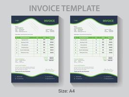 A4 size Professional Invoice design template,  Modern  vector payment receipt layout.