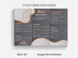 Folleto tríptico de tamaño a4 plantilla de menú de comida de año nuevo. Diseño de menú de restaurante vectorial moderno. vector