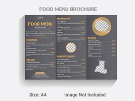 A4 size trifold brochure new year food menu template. modern vector restaurant menu design layout.