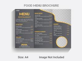 A4 size trifold brochure new year food menu template. modern vector restaurant menu design layout.
