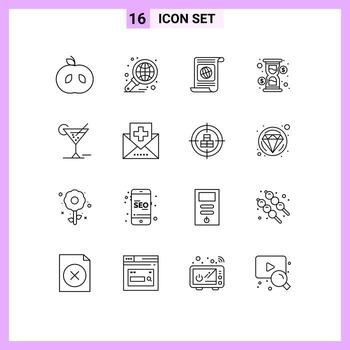 16 concepto de esquema para sitios web móviles y aplicaciones carga de cristal archivo de hora objetivo elementos de diseño vectorial editables vector