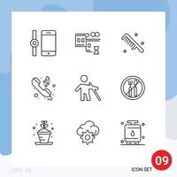 Mobile Interface Outline Set of 9 Pictograms of stick old cosmetic blind love Editable Vector Design Elements