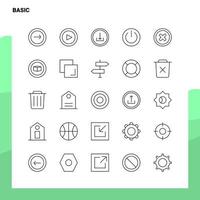 conjunto de iconos de línea básica conjunto 25 iconos diseño de estilo minimalista vectorial conjunto de iconos negros paquete de pictogramas lineales vector