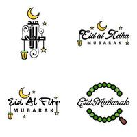 paquete de vectores de 4 texto de caligrafía árabe eid mubarak celebración del festival de la comunidad musulmana