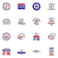 Happy fathers day 16 Blue and red Lettering happy fathers day Editable Vector Design Elements