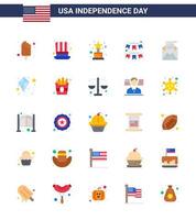 paquete de 25 pisos creativos relacionados con el día de la independencia de estados unidos de guirnaldas de sobres empavesados de fiesta elementos editables de diseño de vectores del día de estados unidos