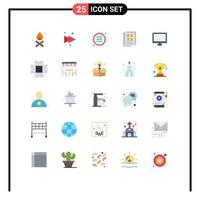 Universal Icon Symbols Group of 25 Modern Flat Colors of device computer menu phone book paper Editable Vector Design Elements