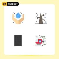 4 Universal Flat Icons Set for Web and Mobile Applications care control power thanksgiving tv Editable Vector Design Elements