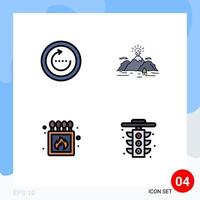 Pictogram Set of 4 Simple Filledline Flat Colors of browser blast sync hill fire Editable Vector Design Elements