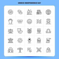 contorno 25 día de la independencia de grecia conjunto de iconos diseño de estilo de línea vectorial conjunto de iconos negros paquete de pictogramas lineales diseño de ideas de negocios web y móviles ilustración vectorial vector