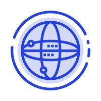 World Internet Computing Globe Blue Dotted Line Line Icon vector