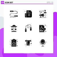 Set of 9 Modern UI Icons Symbols Signs for exercise law campaign well megaphone Editable Vector Design Elements